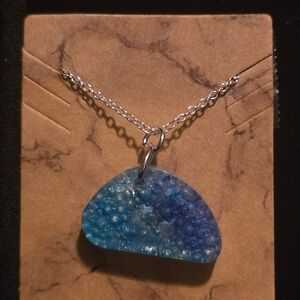 Handcrafted Blue Resin Bubble Pendant Necklace - Women Jewelry